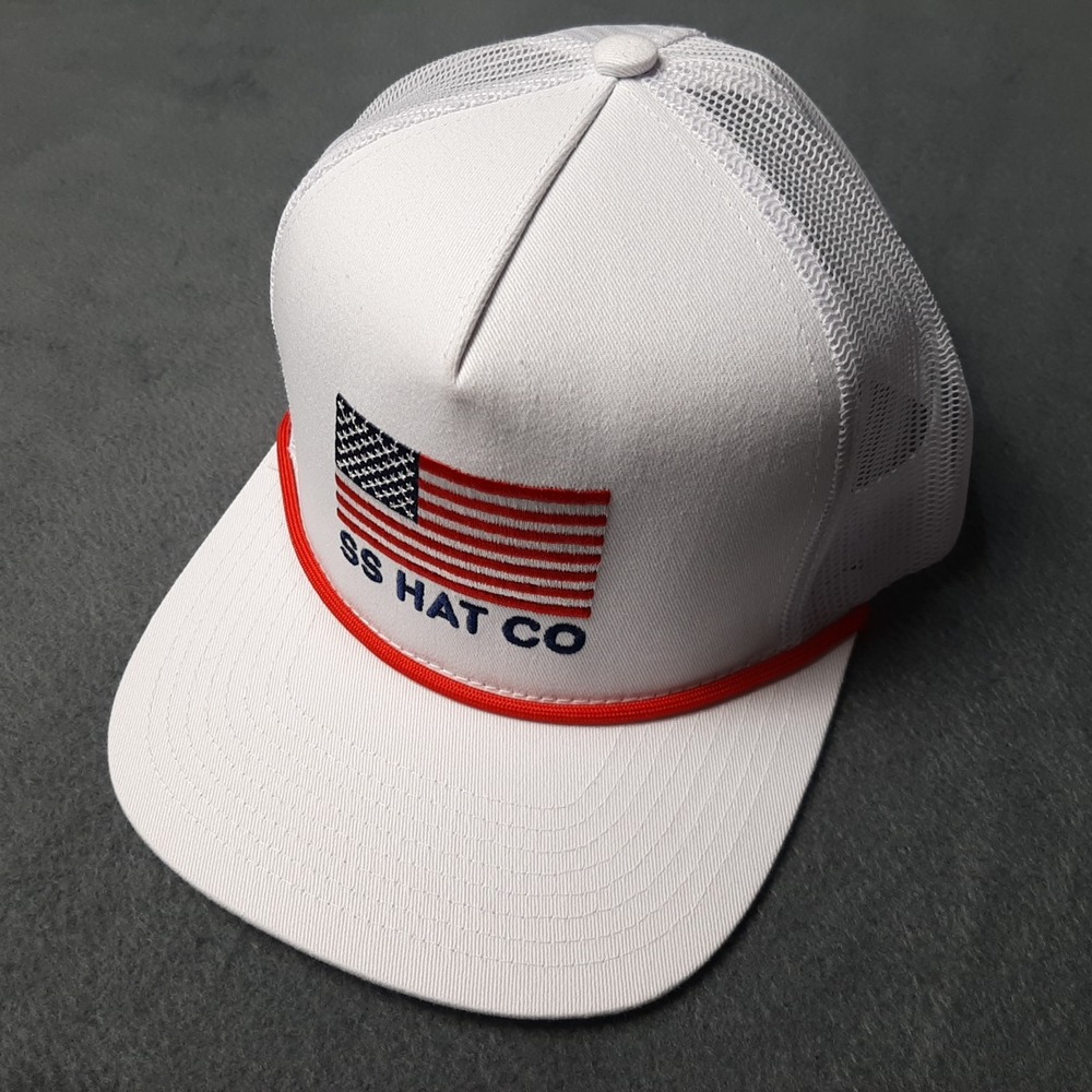 Southern String Hat Cap Men One Size White Snapback Trucker American Flag USA SS